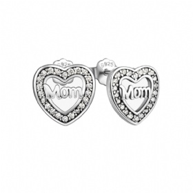 “Mom” Hollow Heart Earrings