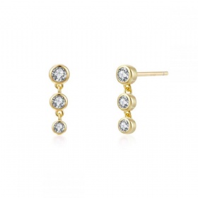 Three Diamond Connecting Earrings