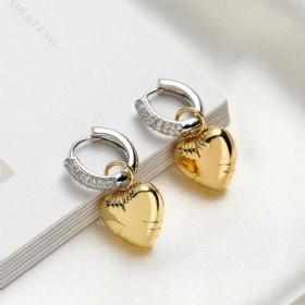 Zirconia Heart Shape Hoop Earrings