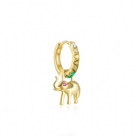 Colorful Gemstone Elephant Hoop Earrings