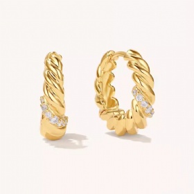 Twisted Polished Zirconia Hoop Earrings