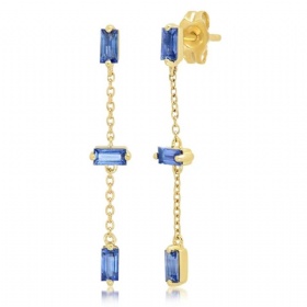 Tassel Chain Sapphire Earrings