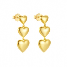 Triple Heart Drop Earrings