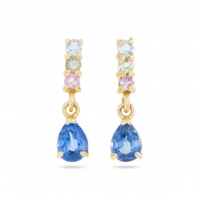 Long Colorful CZ Teardrop Dangling Earrings