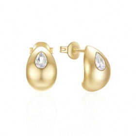 Teardrop C-shaped Zirconia Earrings