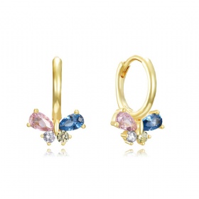 Butterfly Colored Zirconia Hoop Earrings