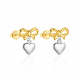 Bow Heart Dangling Earrings