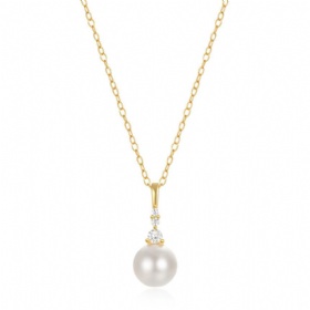 s925 Sterling Silver Pearl Diamond Necklace