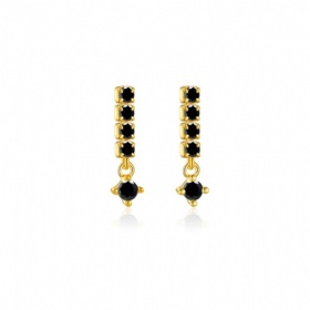 Single Row Black Diamond Earrings