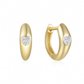 Heart-Shaped Zirconia Hoop Earrings