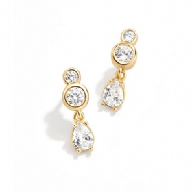 Three Diamond Dangling Earrings