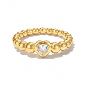 Heart Zircon Bead Ring