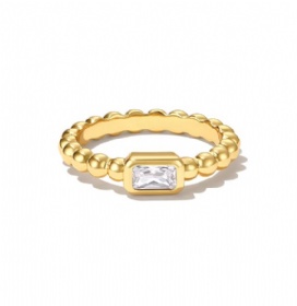 Rectangular Zirconia Bead Ring