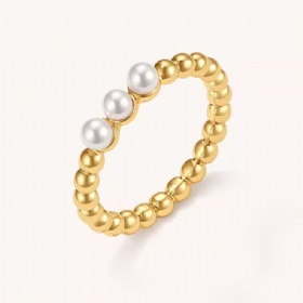 Triple Pearl Bead Ring