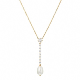 Diamond Pearl Lariat Necklace