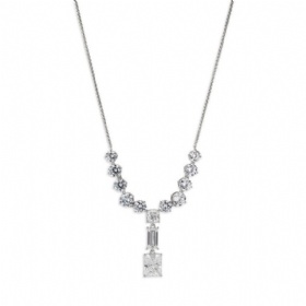 Round Square CZ Lariat Necklace