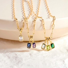 Rectangular Gems Pendant Necklace