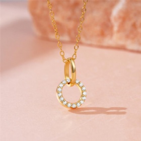 Double Circle Diamond Necklace