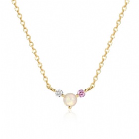 Opal Two-tone Zircon Necklace