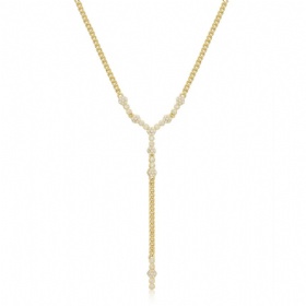 Zircon Cuban Chain Lariat Necklace