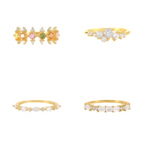 Geometric Colorful CZ Ring Set