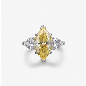 Marquise Yellow & White Diamond Ring