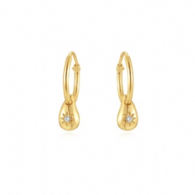 Starburst CZ Teardrop Hoop Earrings