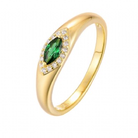 Marquise Emerald Halo Ring