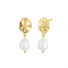 Irregular Lotus Leaf Pearl Earrings