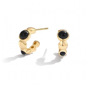 Black Onyx C-Shaped Earrings