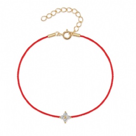 Flower Diamond Red String Bracelet