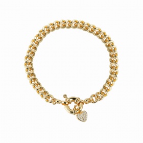 Heart Charm Cuban Chain Bracelet