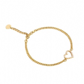 Pearl Hollow Heart Bracelet