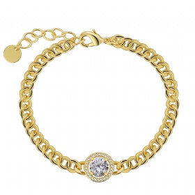 Solitaire Round Diamond Curb Bracelet