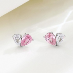 Two-tone CZ Heart Studs