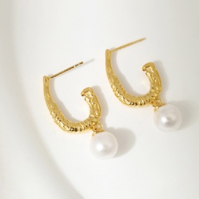 Irregular Texture Pearl Drop Earrings