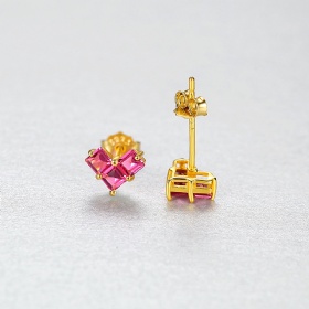 Heart Cube Gems Earrings