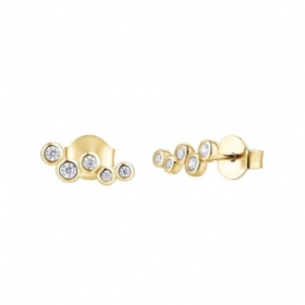 5 Stone Cluster Bezel Set Diamond Studs