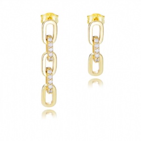 Paperclip Link CZ Earrings