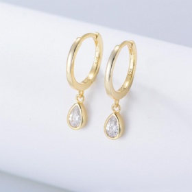 Teardrop Diamond Hoop Earrings