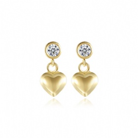 CZ Heart Dangle Earrings