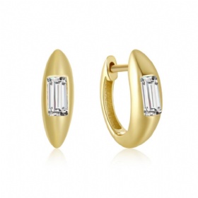 Rectangular CZ Hoop Earrings