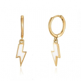 Enamel Lightning Drop Hoop Earrings