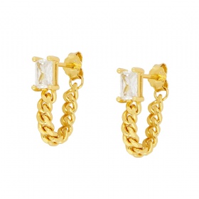 Square CZ Cuban Chain Earrings