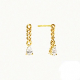 Cuban Chain Tear Drop Earrings