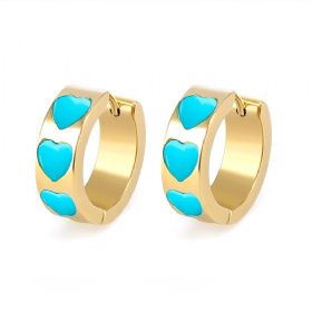 Heart Shaped Turquoise Hoop Earrings