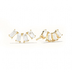 Rectangular Zirconia Climber Earrings