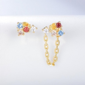 Colored Zircon Chain Earrings