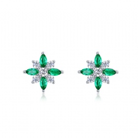 Emerald Snowflake Studs