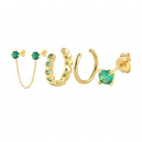 Emerald Earrings Set